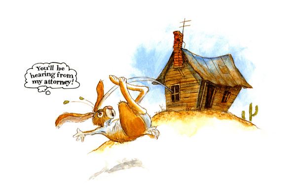 ‘Jackrabbit Takes A Hit’ I know the original fairy tale didn’t have ANYONE getting hit by the magic beans, but how else could I get in my attorney joke? Jackrabbit’s going to sue for fractured self-esteem.